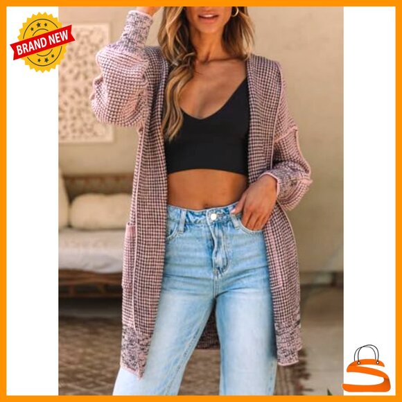 Oversized Hooded Cardigan Chunky Knit Open Front Sweater Coat Fall Fashion - Picture 2 of 7